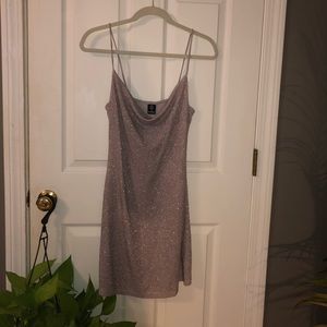 UO glitter swirl cowl neck mini dress